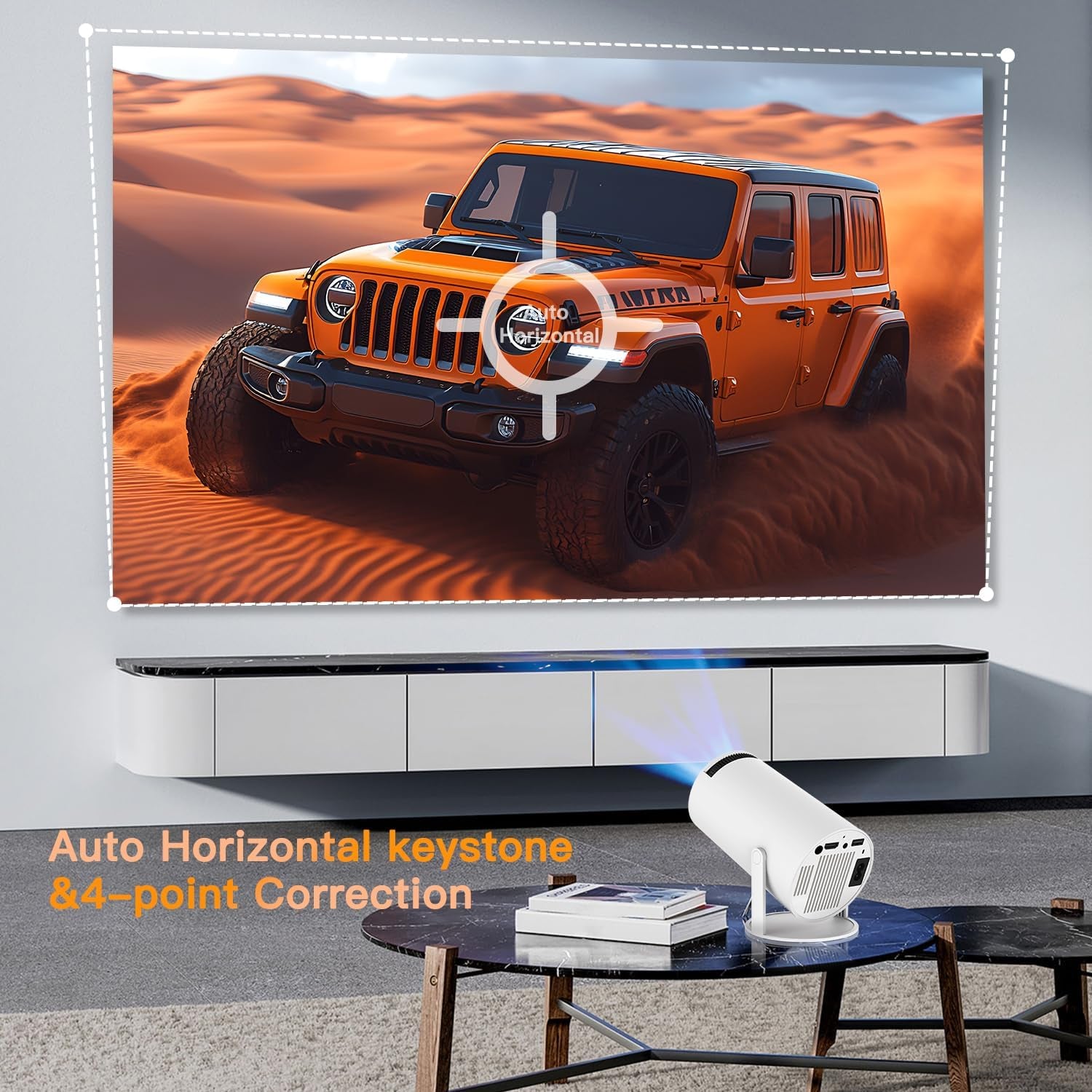 Mini Projector with Wifi and Bluetooth, 4K 1080P Support Portable Projector, 170 ANSI, 180° Rotatable, Auto Keystone Correction, 40"-130" Screen Video Projector for Laptop/Pc/Smartphone