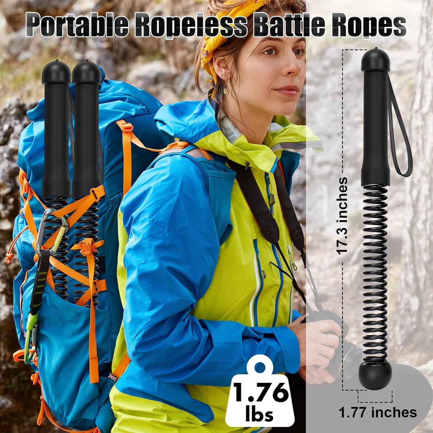 Upgrade Weighted Ropeless Battle Ropes, 2PCS Cordless Battle Rope for Home Gym, HIIT, Strength, Quiet Portable Training Rope, Workout Ropes Versatile Fitness Equipment for Men Women